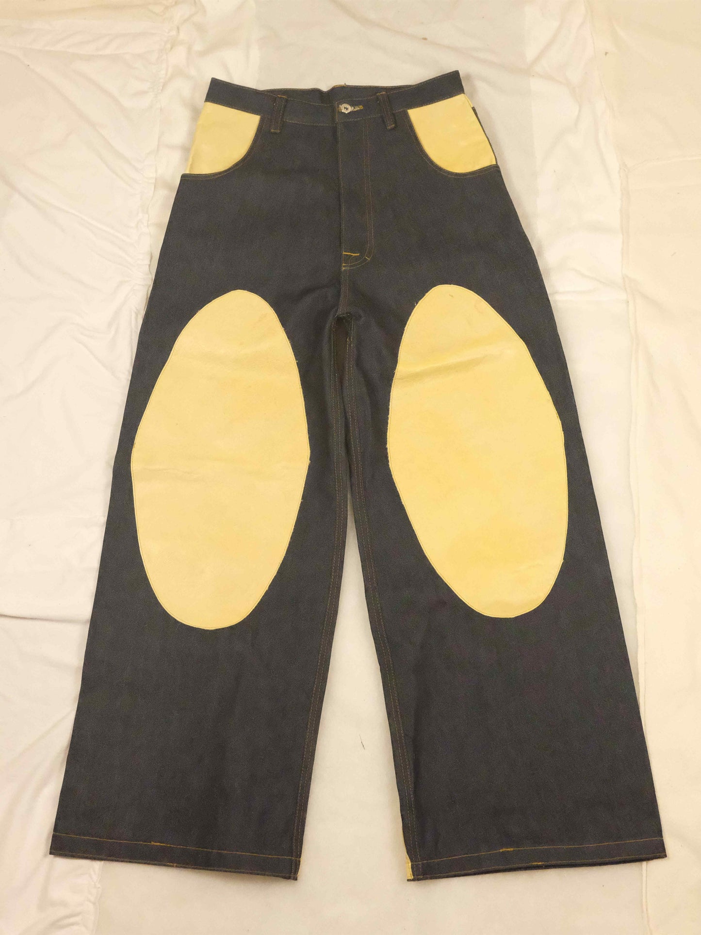 Yellow Leather Denim - 34x32