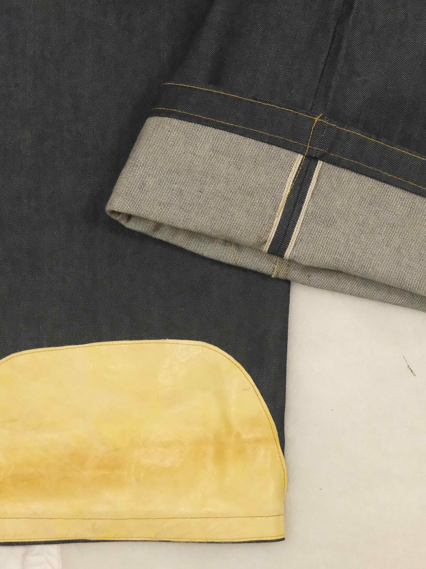 Yellow Leather Denim - 34x32