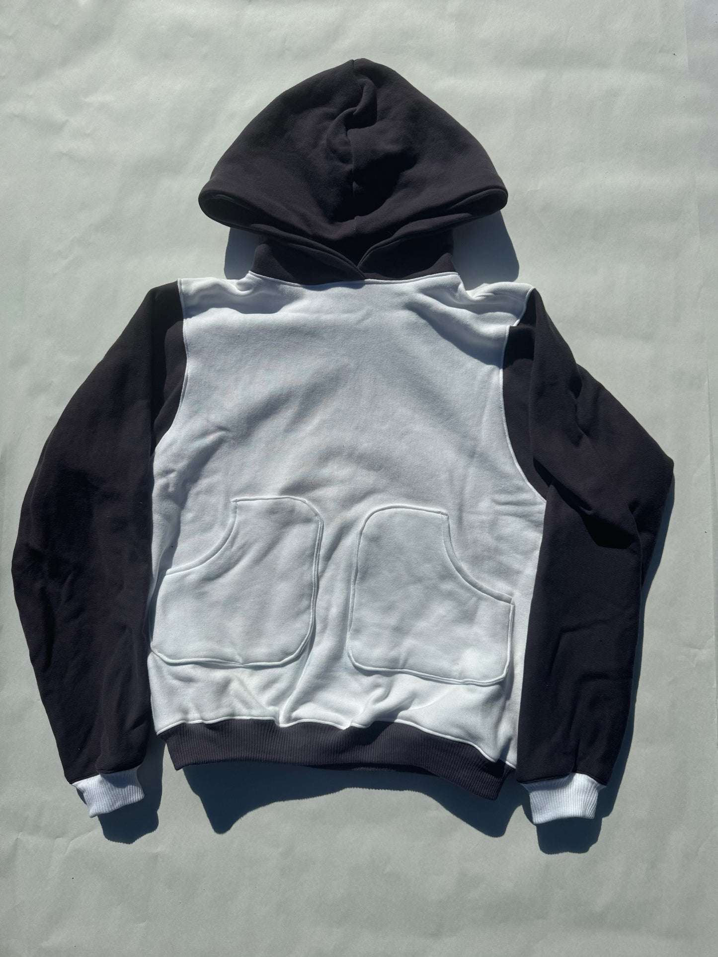 Black and White Color Block Hoodie - M