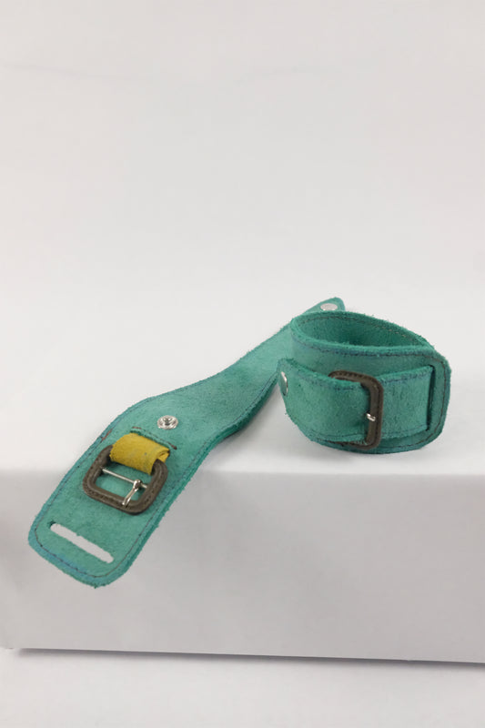Green Leather Belt Bracelet