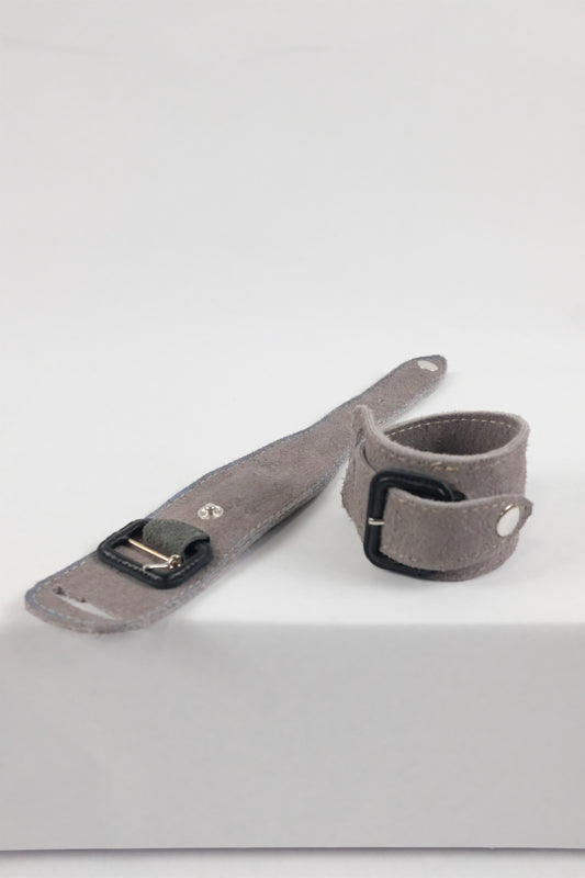 Grey Leather Belt Bracelet