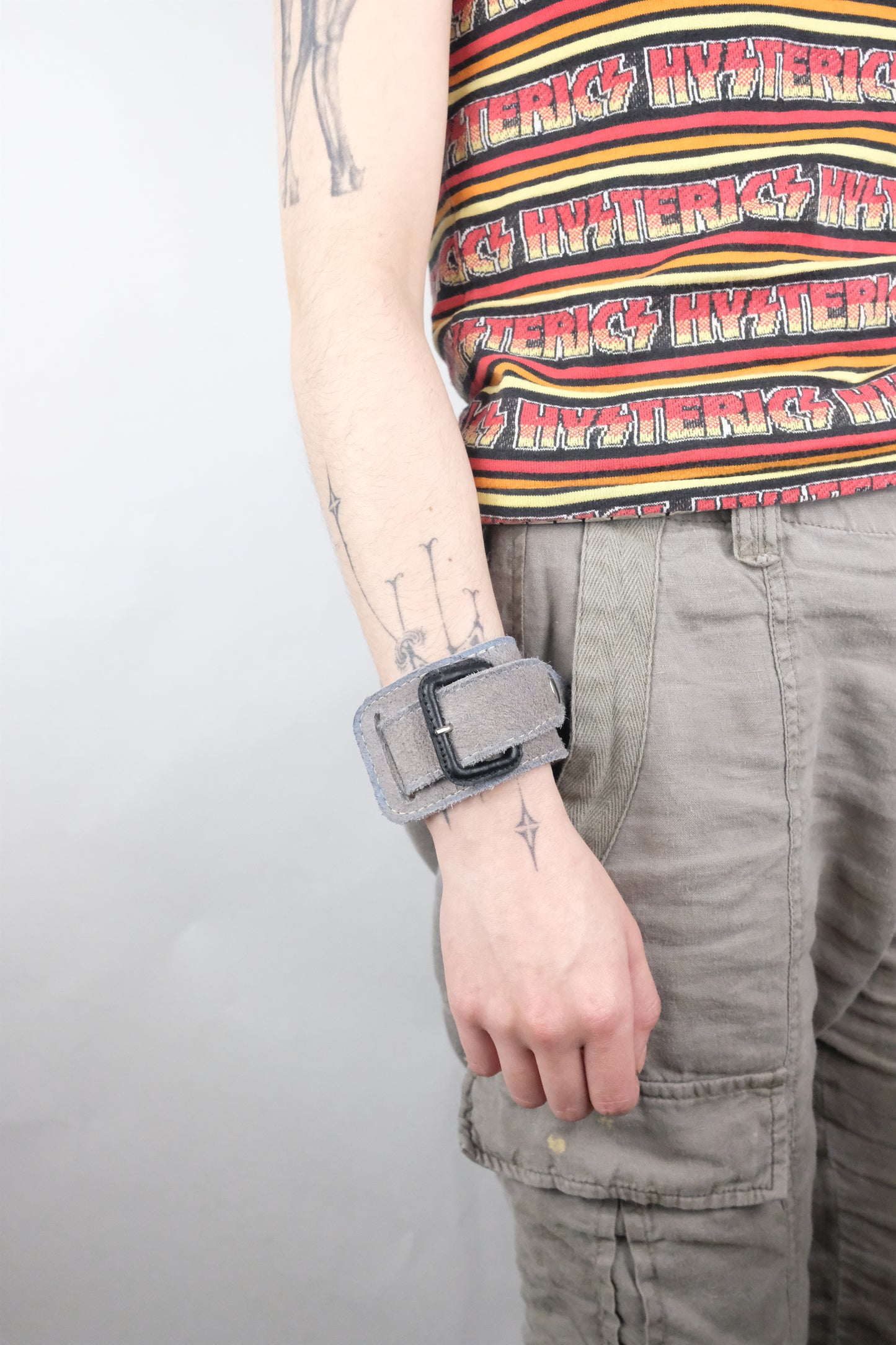 Grey Leather Belt Bracelet