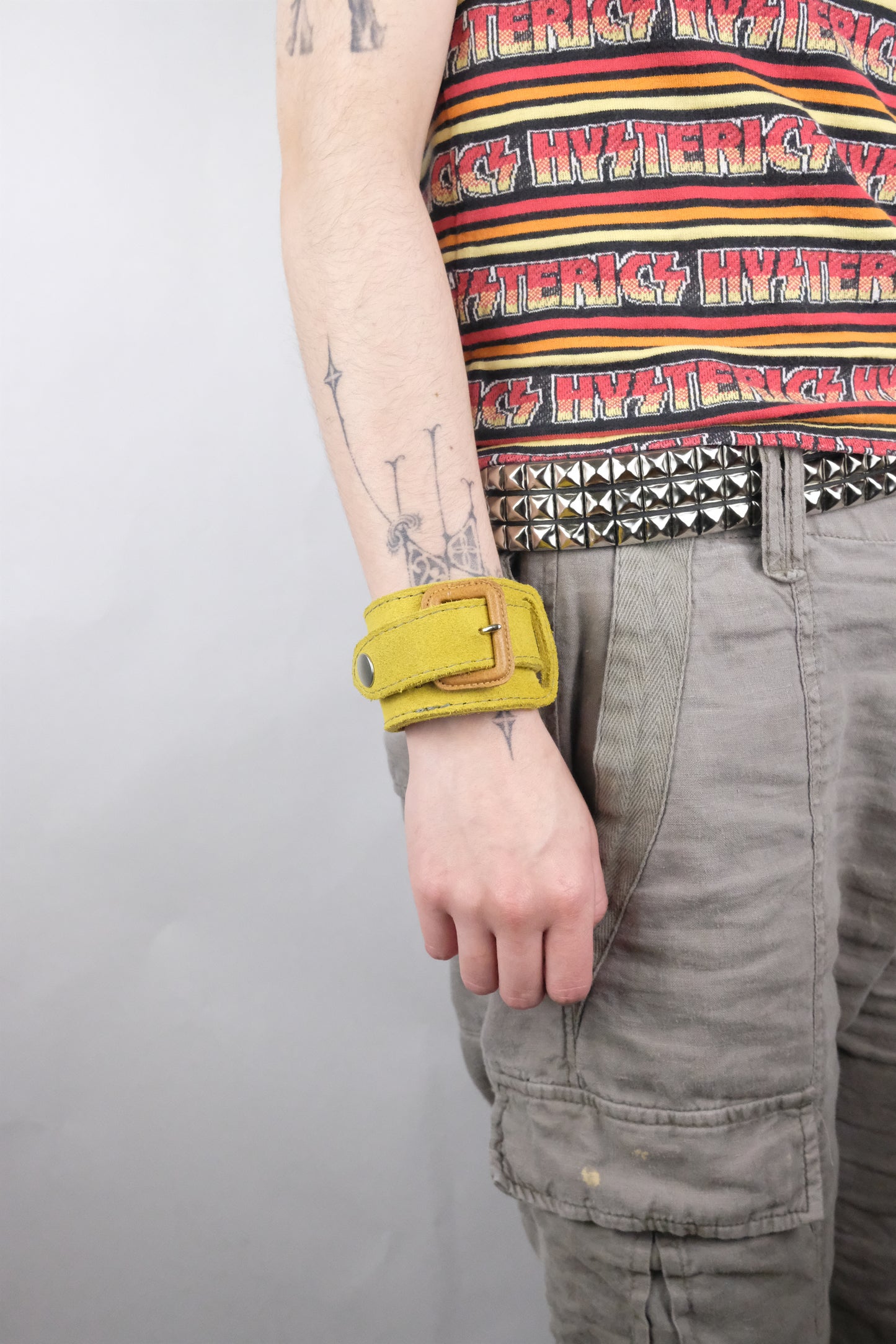 Yellow Leather Belt Bracelet