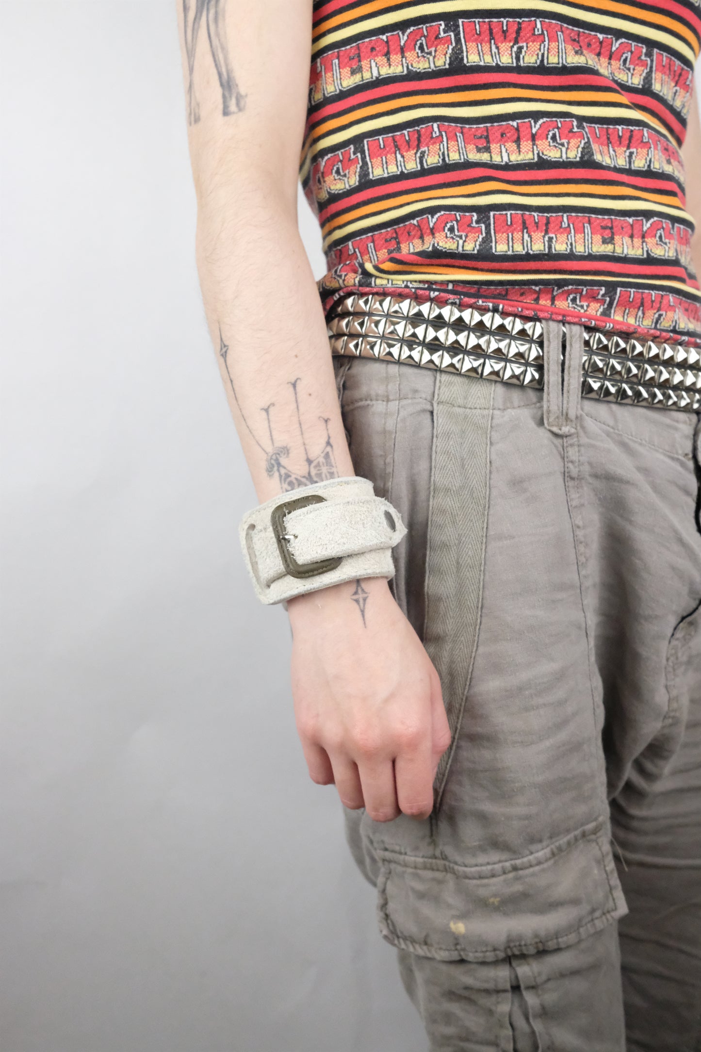 White Leather Belt Bracelet