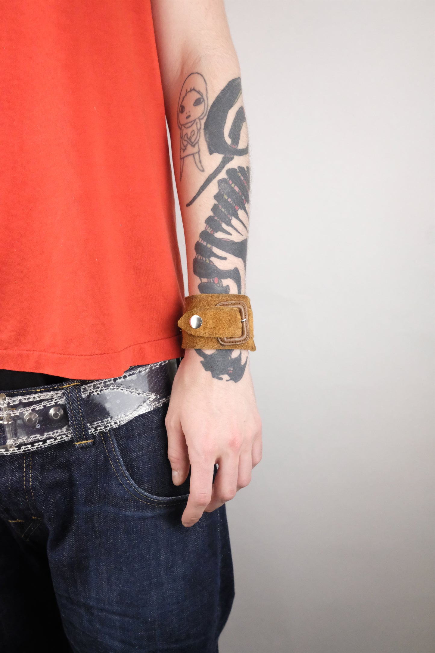 Brown Leather Belt Bracelet