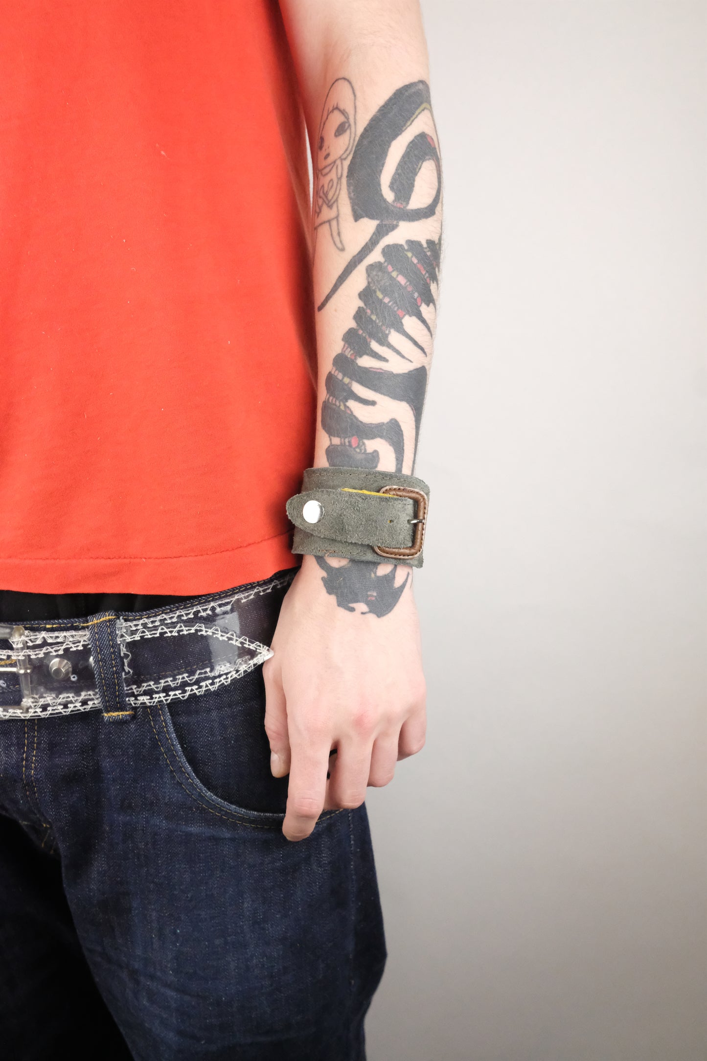 Black Leather Belt Bracelet