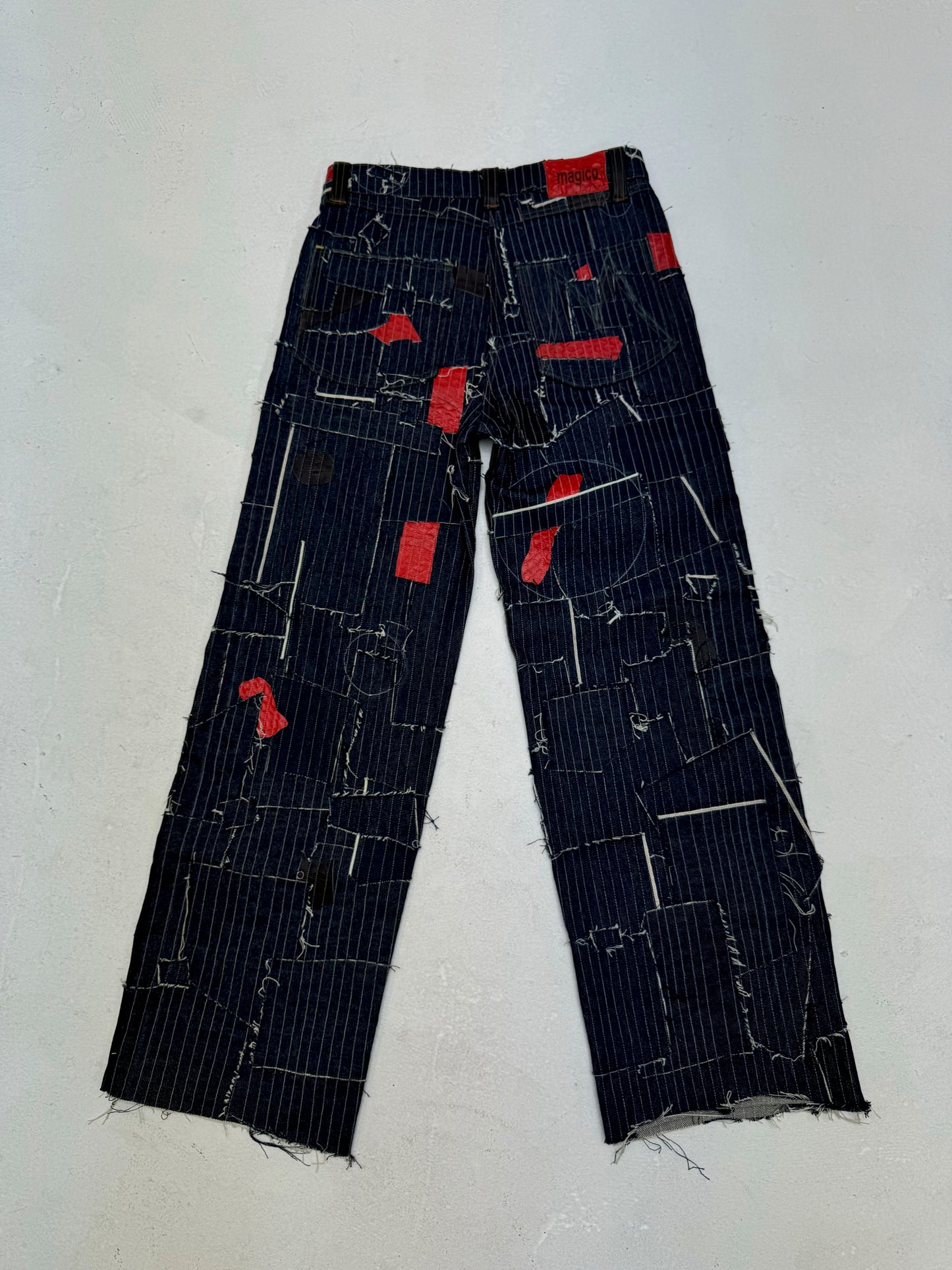 Selvedge Red Leather Scrap Denim 31x31