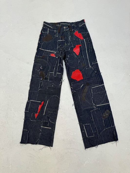 Selvedge Red Leather Scrap Denim 31x31